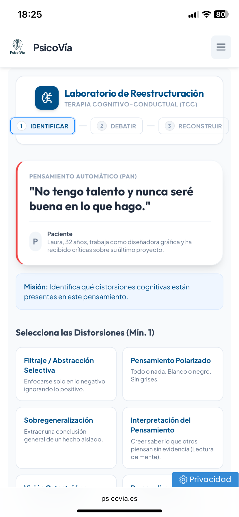PsicoVía en móvil